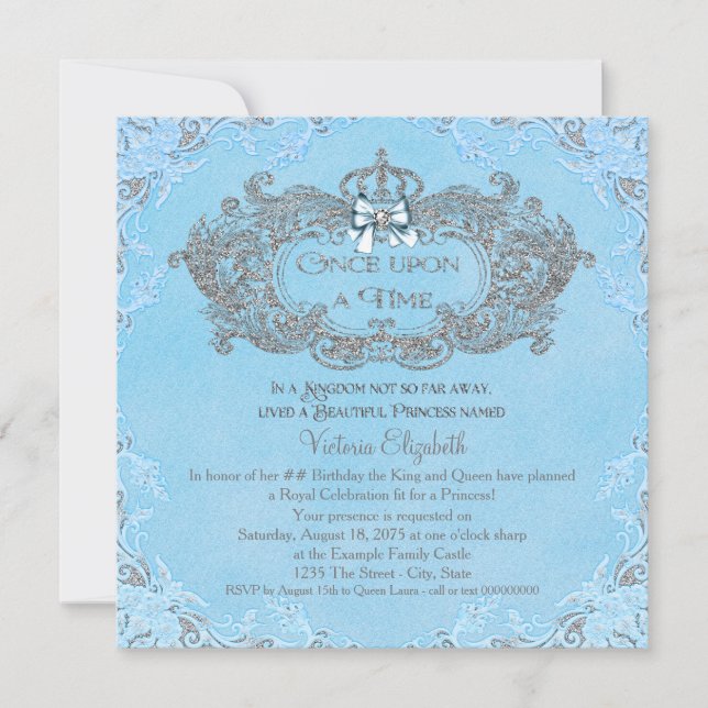 Invitation Il était une fois Cendrillon Princesse Anniversair (Devant)