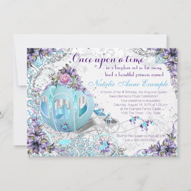 Invitation Il était une fois conte fée princesse Anniversaire (Devant)