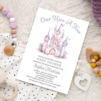 Invitation Il Était Une Fois Fairytale Baby Girl Douche Châte