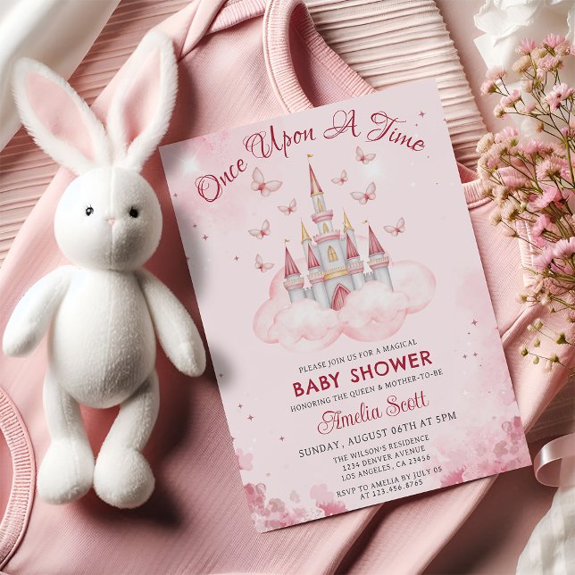 Invitation Il Était Une Fois Fairytale Baby Girl Douche Châte (Créateur téléchargé)