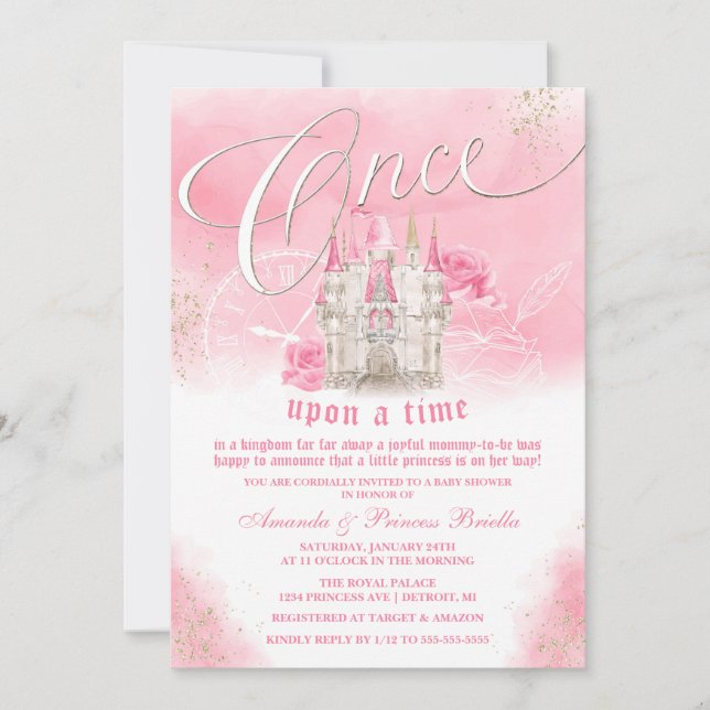 Invitation Il Était Une Fois Le Baby shower Du Château Prince (Devant)