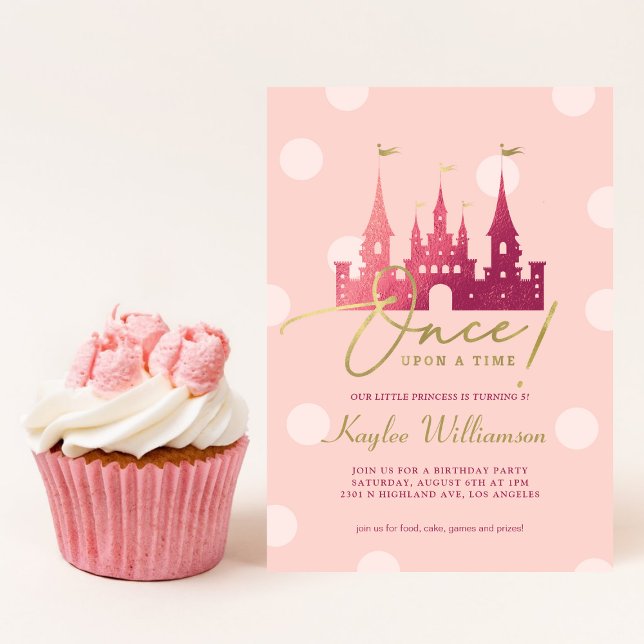 Invitation Il était une fois le Rose Gold Princess Castle (Créateur téléchargé)