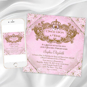 Invitation Il était une fois Princesse 1er anniversaire