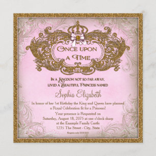 Invitation Il était une fois princesse anniversaire