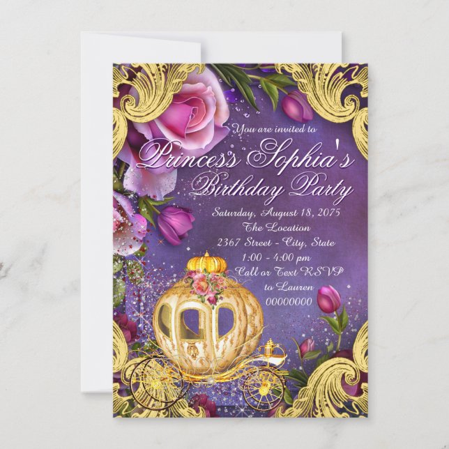 Invitation Il Était Une Fois Princesse Anniversaire (Devant)