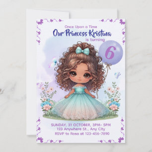 Invitation Il était une fois Princesse Anniversaire Invitatio