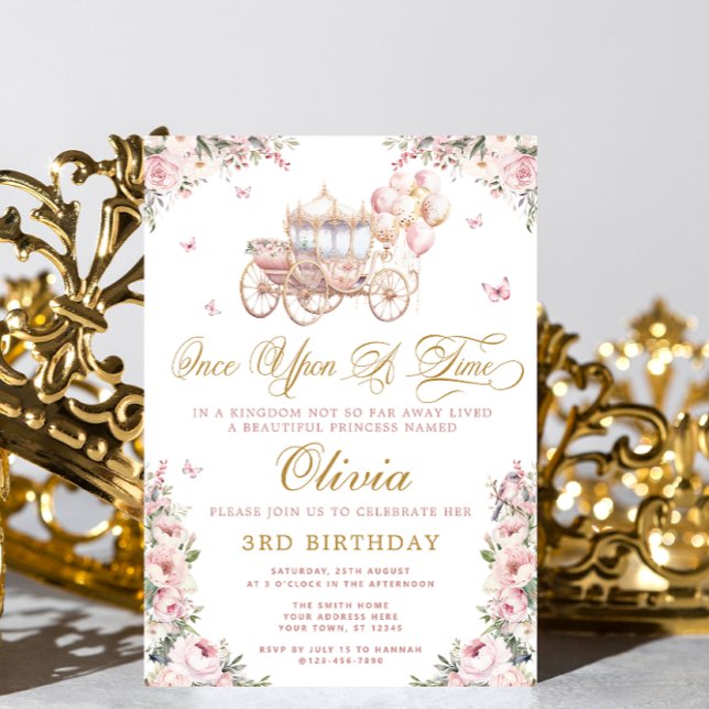 Invitation Il Était Une Fois Princesse Carrie Anniversaire (Créateur téléchargé)