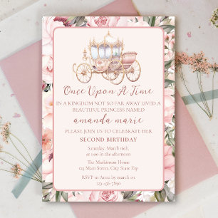 Invitation Il était une fois princesse rose