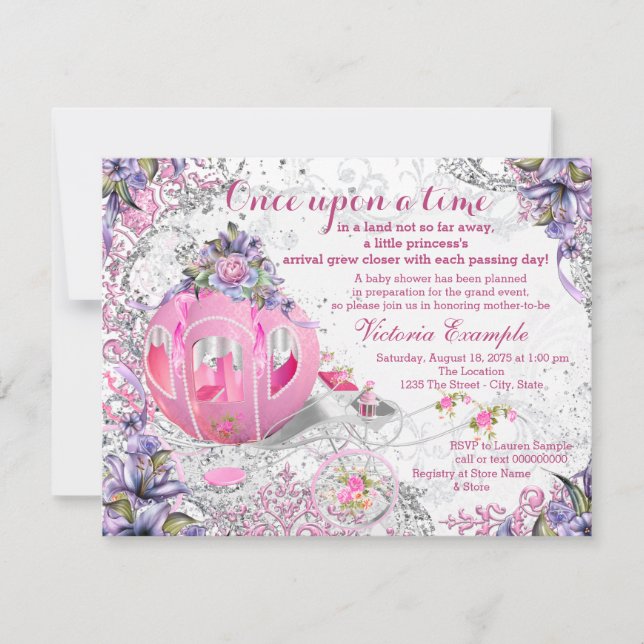 Invitation Il était une fois un Baby shower de temps (Devant)