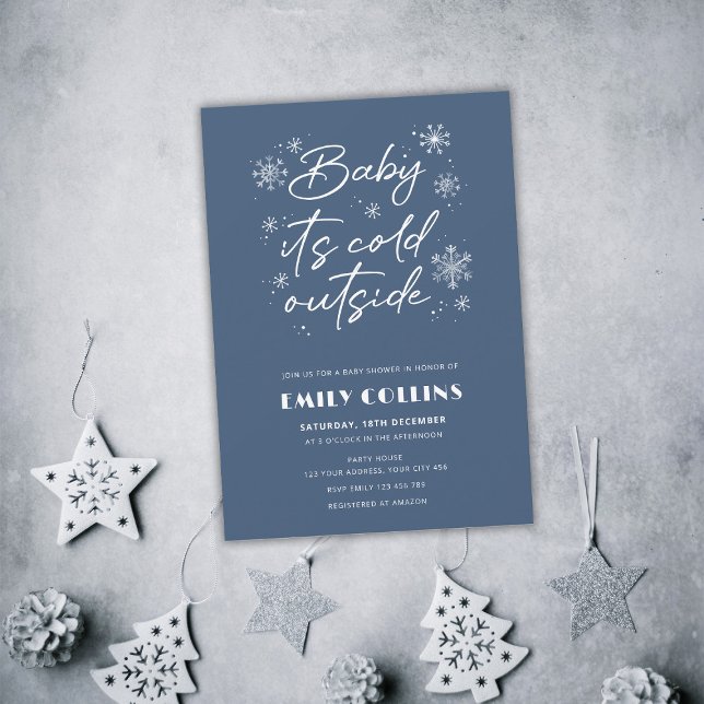 Invitation Il fait froid à l'extérieur du baby shower bleu (Créateur téléchargé)
