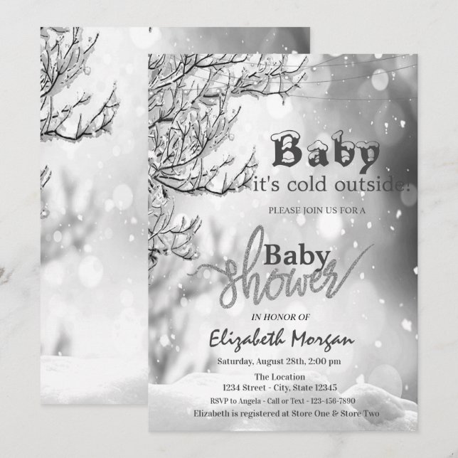 Invitation Il fait froid à l'extérieur du Baby shower d'hiver (Devant / Derrière)