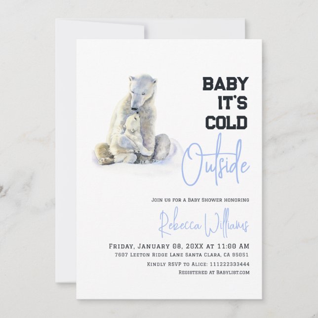 Invitation Il fait froid à l'extérieur du Baby shower d'hiver (Devant)
