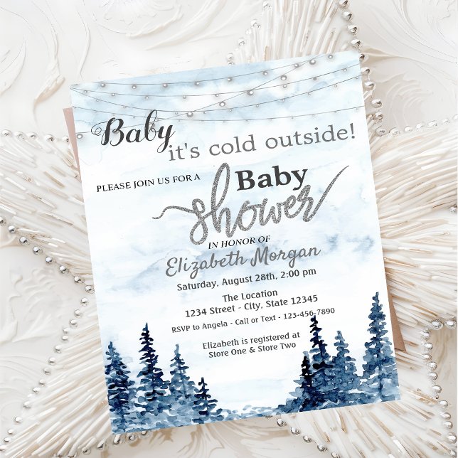 Invitation Il fait froid à l'extérieur du Baby shower foresti (Créateur téléchargé)