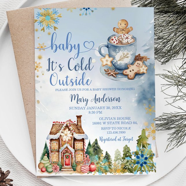 Invitation Il fait froid dehors Baby shower de pain d'épices  (Créateur téléchargé)