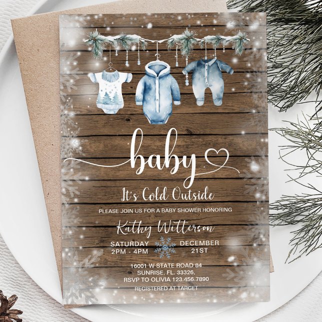 Invitation Il fait froid dehors Baby shower d'hiver de vêteme (Créateur téléchargé)