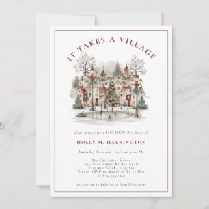 Invitation Il faut tout un village Fête prénatale tout-en-un