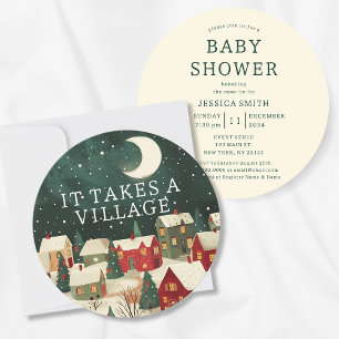Invitation Il Faut Un Baby shower D'Illustration D'Hiver Vill