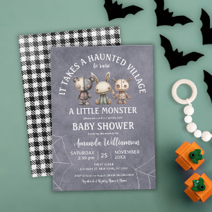Invitation Il Faut Un Village Hauné Baby shower D'Halloween