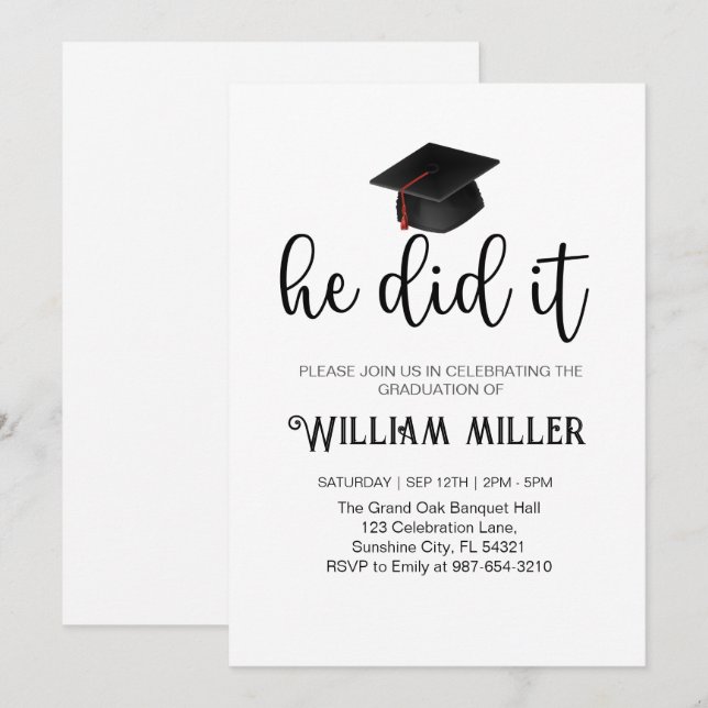 Invitation Il l'a fait Classe de Graduation de 2025, Graduati (Devant / Derrière)