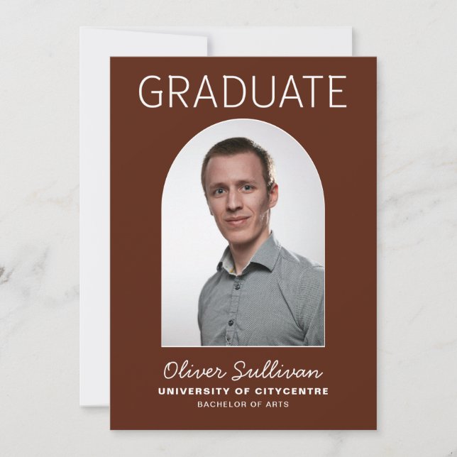 Invitation Il L'A Fait Photo Burgundy Graduation (Devant)