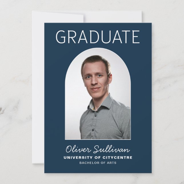 Invitation Il L'A Fait Photo Graduation Marine (Devant)