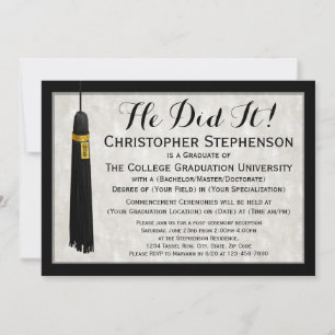 Invitation Il L'A Fait Tassel College Graduation