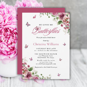 Invitation Il Me Donne Des Papillons Aquarelle Fête des marié