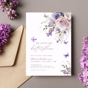 Invitation Il Me Donne Des Papillons Dusty Purple Enterrement