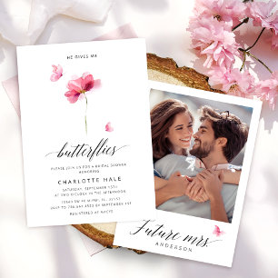 Invitation Il Me Donne Des Papillons Fête des mariées Florale