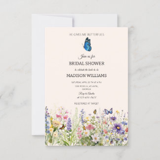 Invitation Il Me Donne Des Papillons Fleur sauvage Fête des m