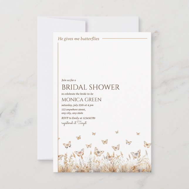 Invitation Il me donne des papillons Salle de douche de maria (Devant)