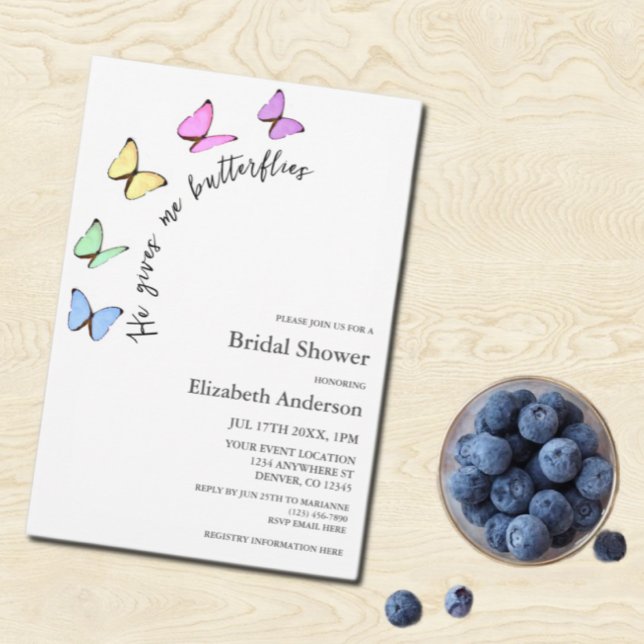 Invitation Il Me Donne Fête des mariées Aux Papillons (Créateur téléchargé)