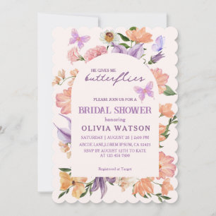 Invitation Il me donne la Fête des mariées des papillons