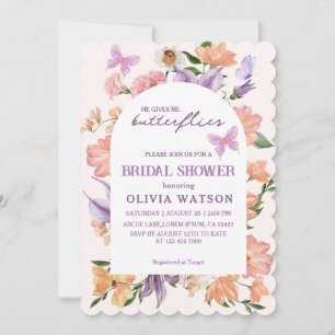 Invitation Il me donne la Fête des mariées des papillons