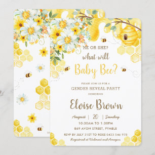 Invitation Il ou elle abeilles Jaune Floral Genre Revevela Pa