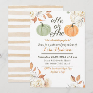 Invitation Il ou Elle Citrouille automne Révélation du sexe i