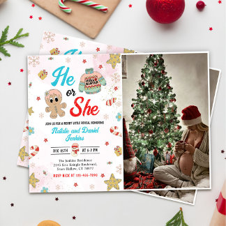 Invitation Il ou elle Noël Baby shower de révélation de genre