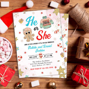 Invitation Il ou elle Noël Baby shower de révélation de genre