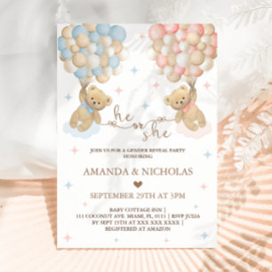 Invitation Il ou Elle Ours Thème Révélation du Sexe