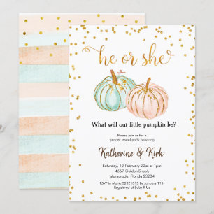 Invitation Il Ou Elle Pastel Citrouille Révélation De Sexe