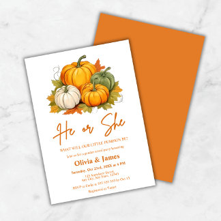 Invitation Il ou elle tombe Citrouille de la fête de la révél