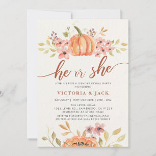 Invitation Il ou elle tombe Citrouille Rustic Boho Genre Reve