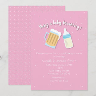 Invitation Il y a des tasses de bière pour bébé Pink Shower