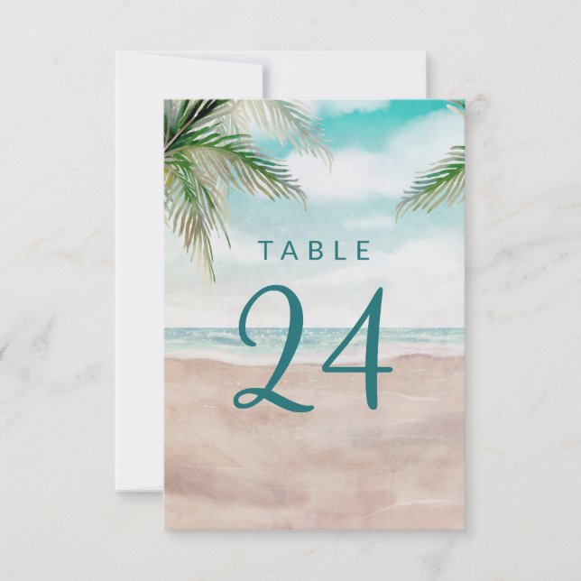 Invitation Île Breeze Peint Plage Notation de mariage Numéros (Devant)