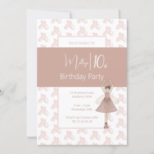 Invitation illusima Ballerina Fée rose 10e anniversaire