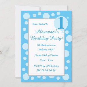 Invitation illusima Blue Spots & Dots Garçons 1er anniversair