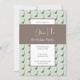Invitation illusima Brown long cou Dinosaures 1er anniversair