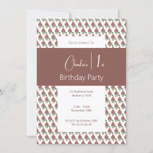 Invitation illusima Chocolat Cerise Cupcake 1er anniversaire