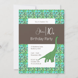 Invitation illusima Long Neck Dinosaur Brown 10e anniversaire