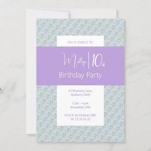 Invitation illusima Purple Green Floral Girls 10e anniversair